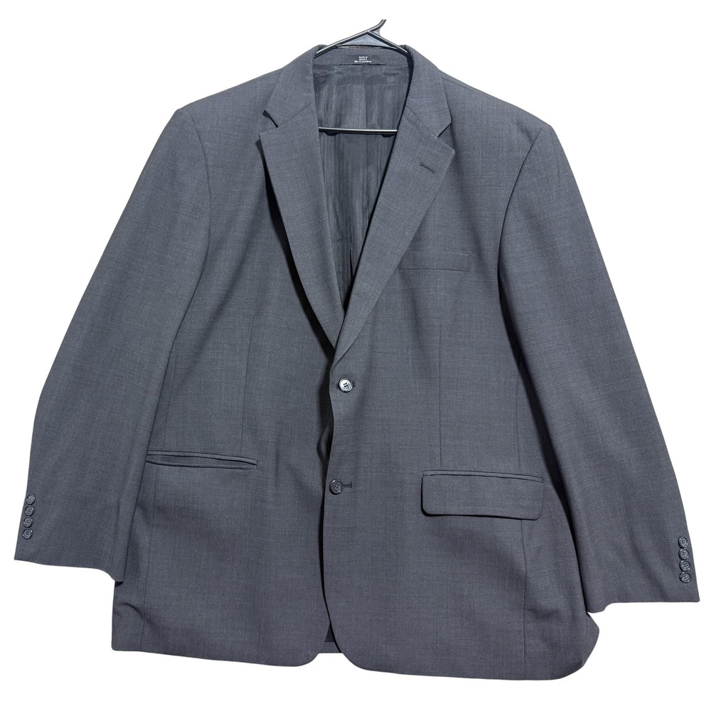 Haggar Black Label Blazer Mens 46R Gray Wool Blend 2 Button Notch Lapel Jacket